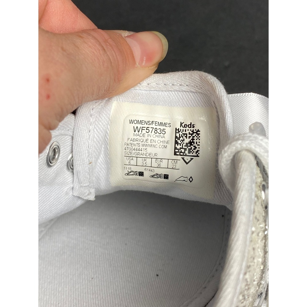 Keds x Kate Spade New York Champion Glitter Sneakers Silver Women's 6 WF57835 - Picture 8 of 9
